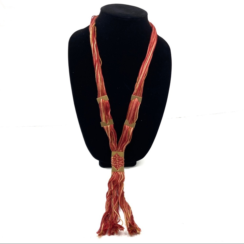 3/$30 Free People | Red Open Road Thread Necklace